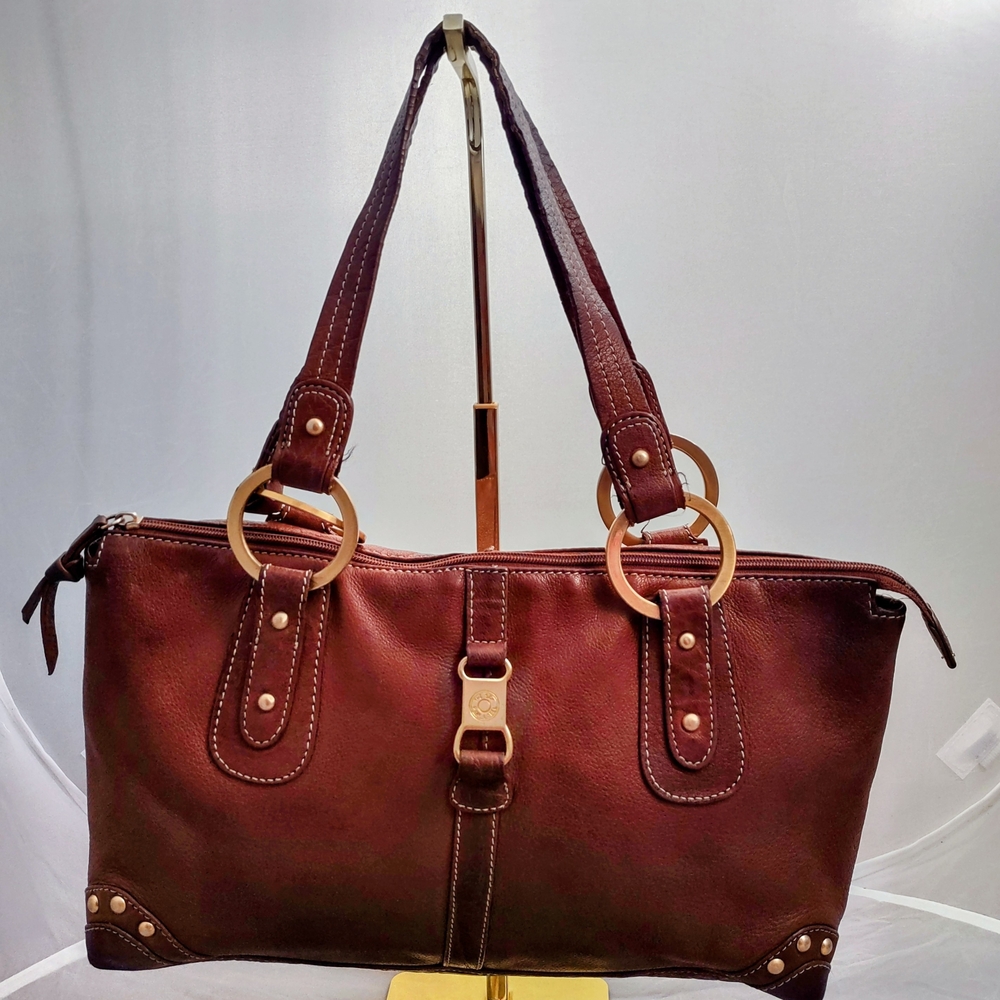 The Sak Rich Brown Shoulder Bag with Gold Accents